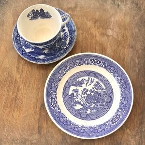 VIN Willow Ware by Royal China Underglaze E52 Transferware Small Porcelain Plate